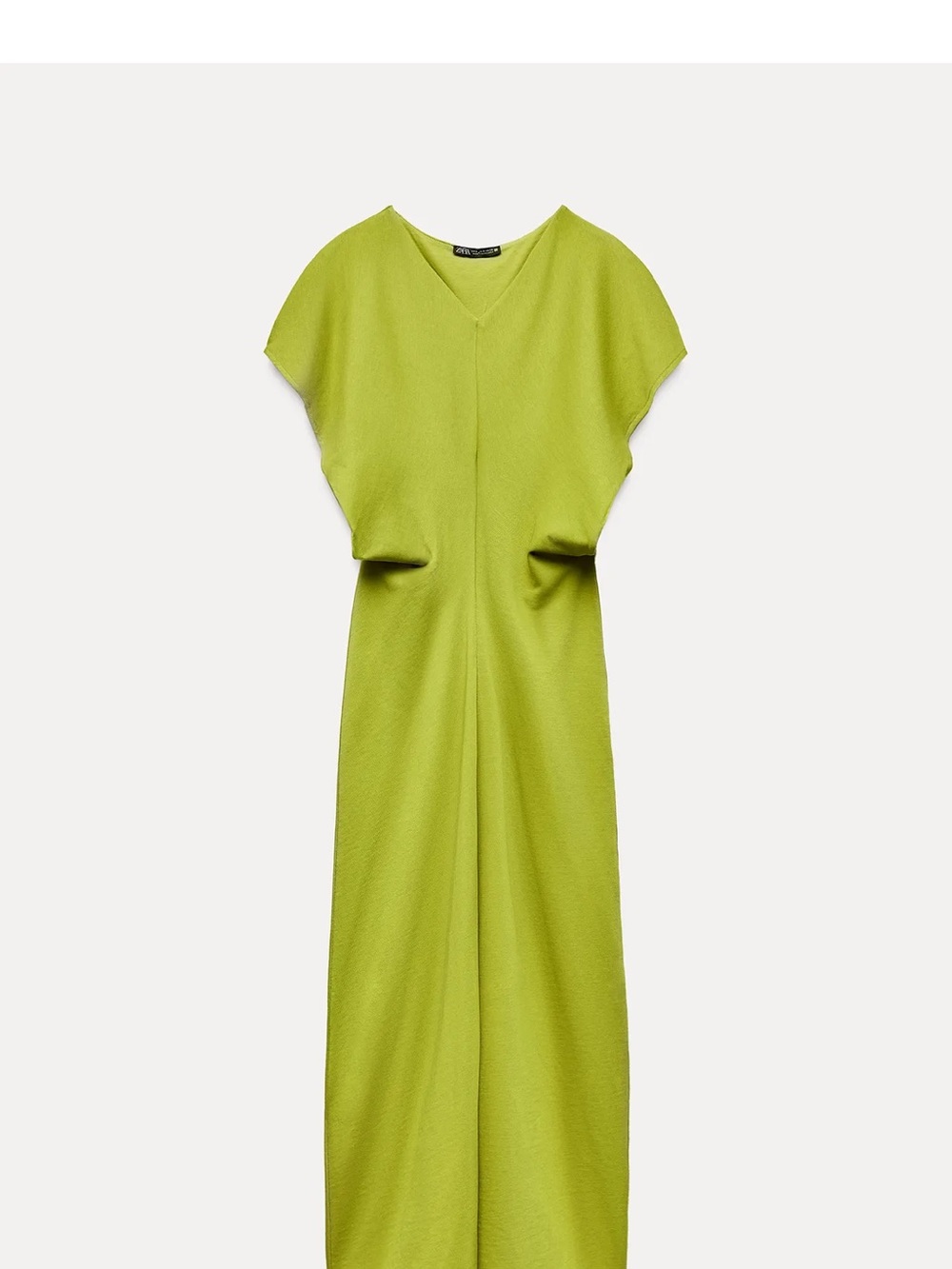 Zara Lime Green Maxi V‑Neck Dress